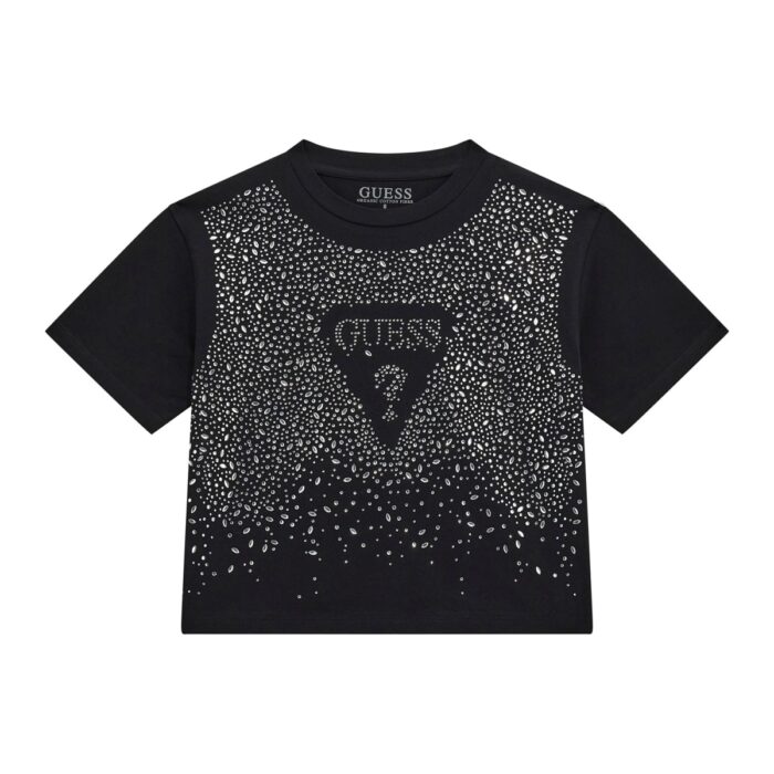 J5RI13_K6YW4 T-Shirt Logata con Brillanti GUESS