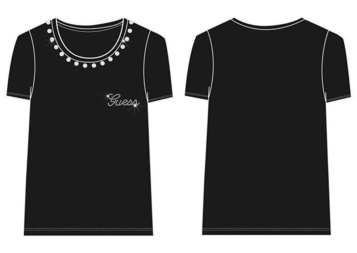 J5RI39_K6YW4_1 T-Shirt Logata con Perle Nera GUESS - immagine 3