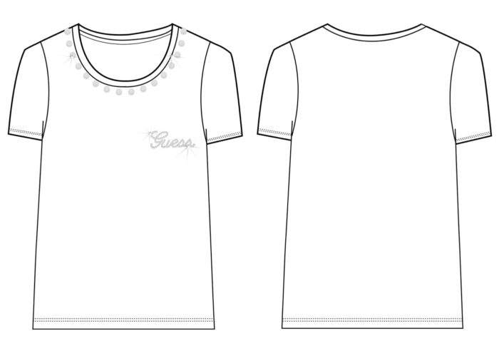 J5RI39_K6YW4 T-Shirt Logata con Perle Bianca GUESS - immagine 3