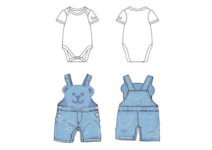 P5RG09_J1300 Completo Salopette e T-Shirt GUESS